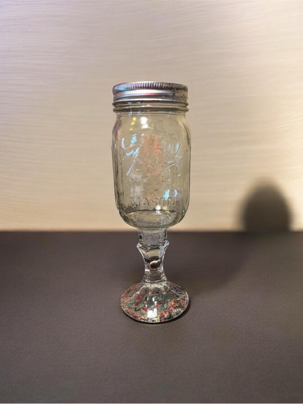 Ball Mason Jar Goblet with Silver Lid - Clear Glass